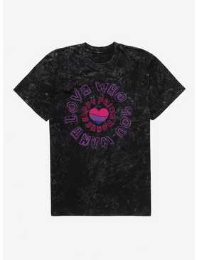 Pride Bisexual Heart Love Who You Want Mineral Wash T-Shirt, , hi-res