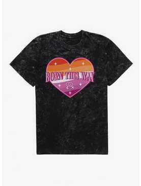 Pride Born This Way Lesbian Heart Mineral Wash T-Shirt, , hi-res