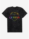 Pride Love All My Queens Heart Mineral Wash T-Shirt, BLACK MINERAL WASH, hi-res