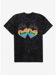Pride Same Love Rainbow Hearts Mineral Wash T-Shirt, BLACK MINERAL WASH, hi-res