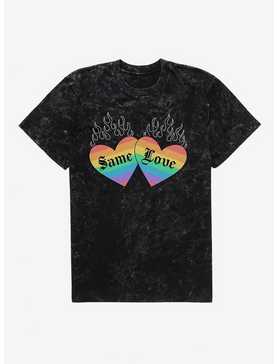 Pride Same Love Rainbow Hearts Mineral Wash T-Shirt, , hi-res