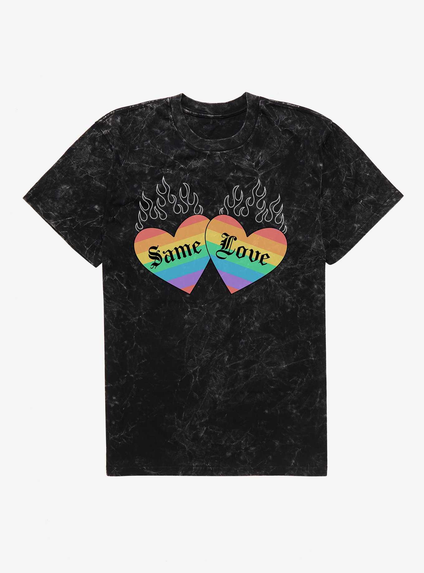 Pride Same Love Rainbow Hearts Mineral Wash T-Shirt, , hi-res