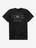 Pride Proud Ally Flames Mineral Wash T-Shirt, BLACK MINERAL WASH, hi-res