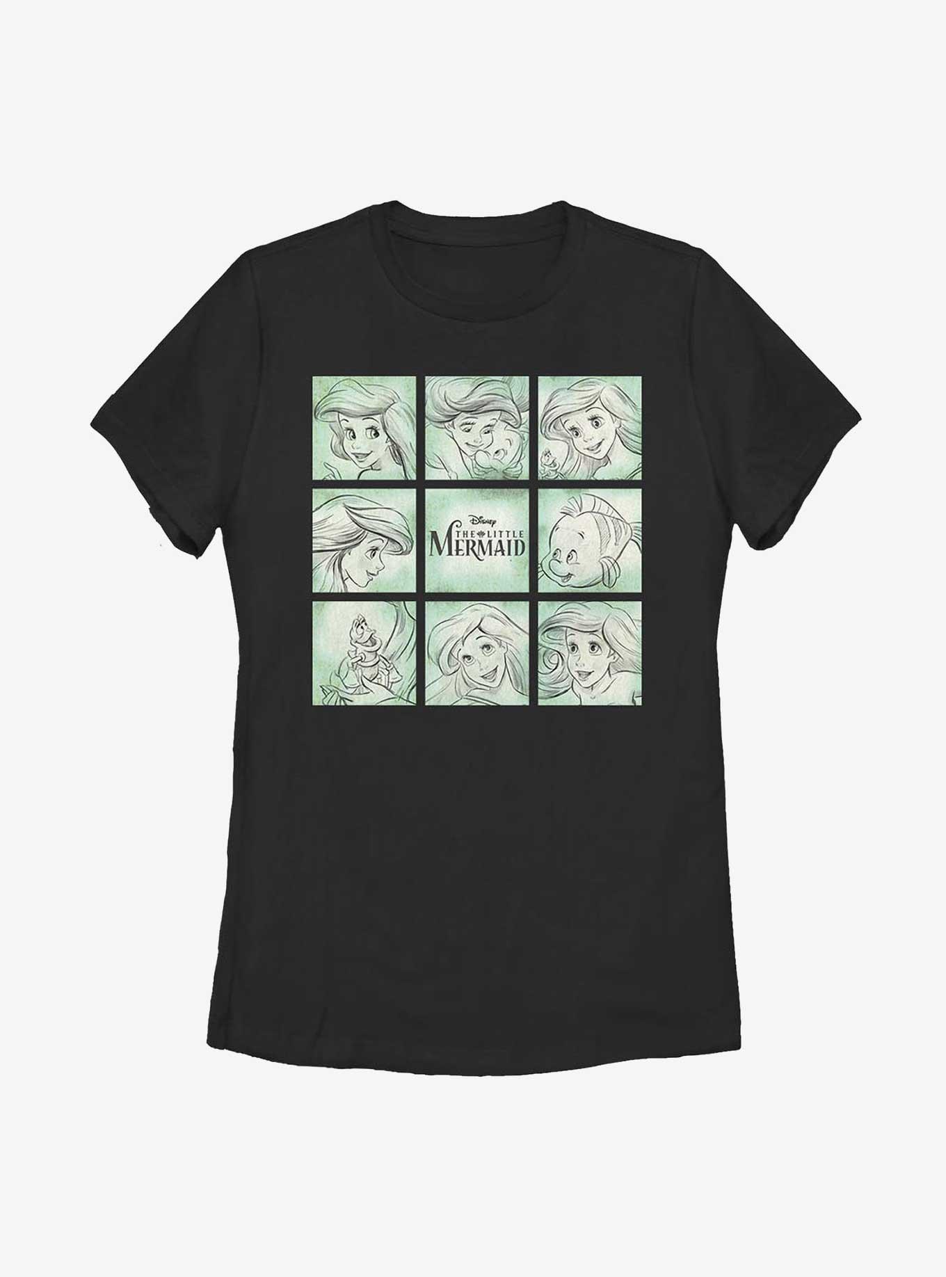 Disney The Little Mermaid Ariel Sketches Womens T-Shirt, BLACK, hi-res