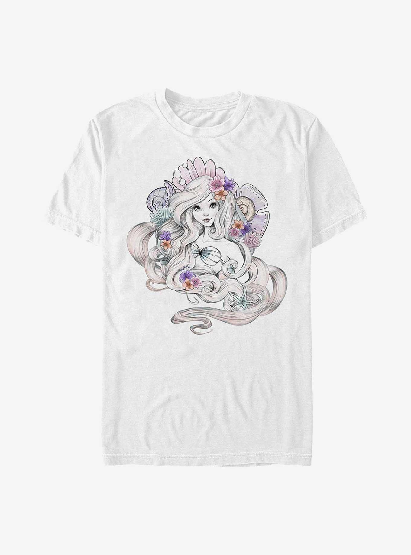Disney The Little Mermaid Pastel Mermaid Shells T-Shirt, WHITE, hi-res