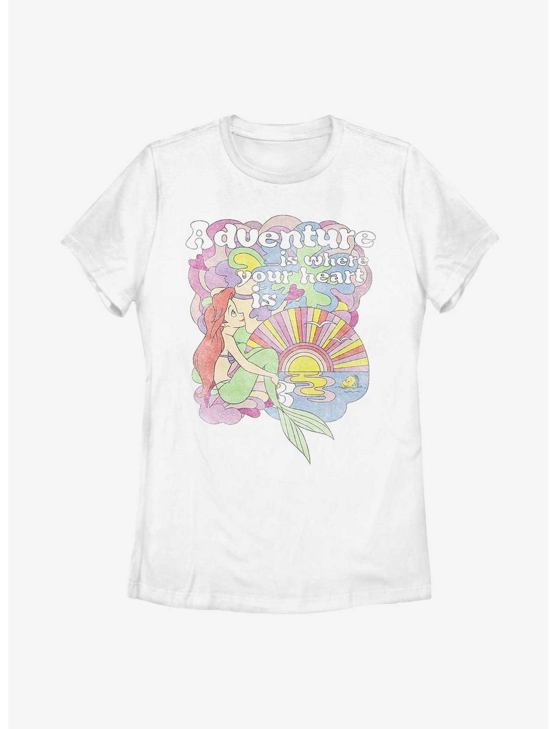 Disney The Little Mermaid Adventure Is Where Your Heart Is Womens T-Shirt, WHITE, hi-res