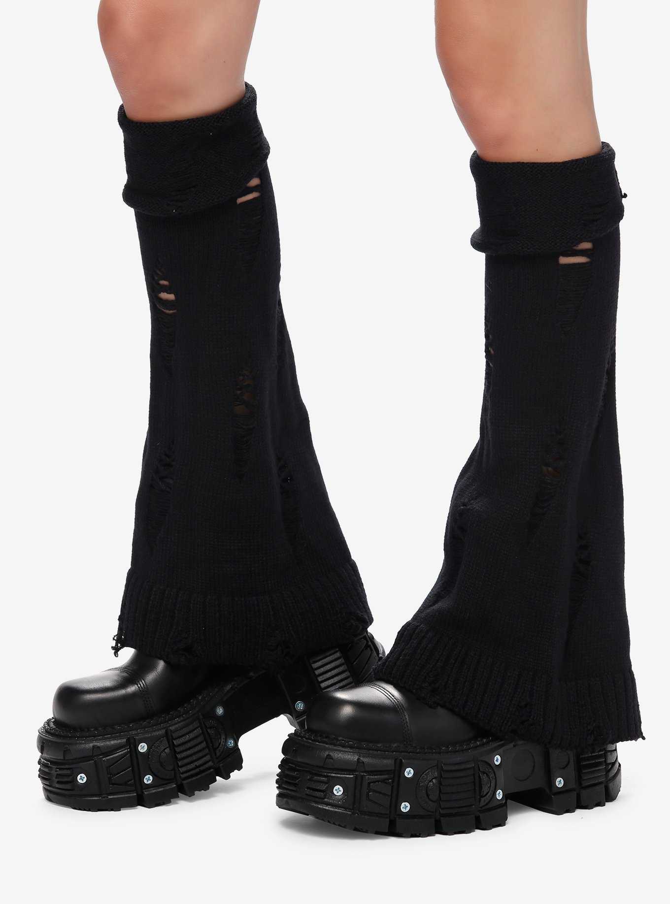 Cozy Outing Waffle Knit Leg Warmers In Black • Impressions Online