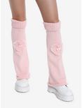 Pink Knit Lace Heart Flared Leg Warmers, , hi-res