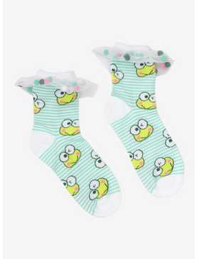 Keroppi Ruffle Pom Ankle Socks, , hi-res