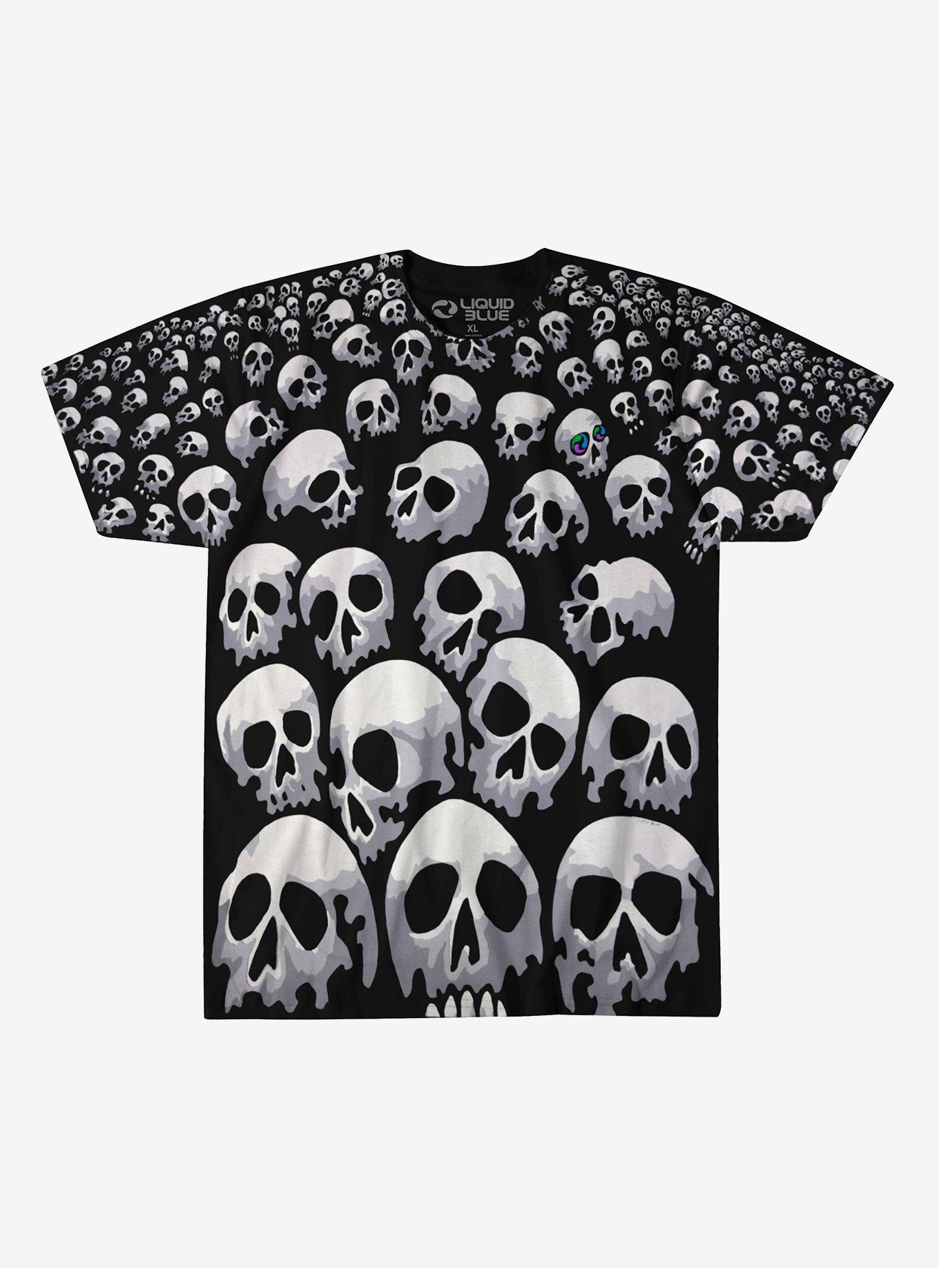 Skulls American Skull Black T-Shirt Tee Liquid Blue