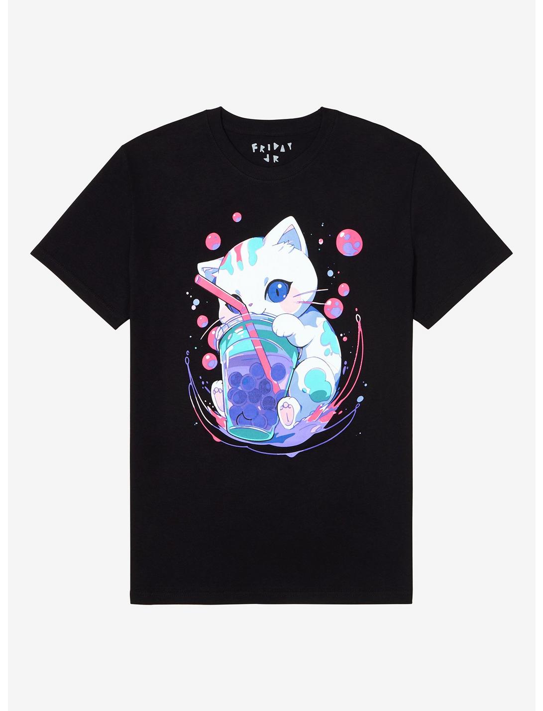 Boba Cat T-Shirt By Friday Jr, BLACK, hi-res