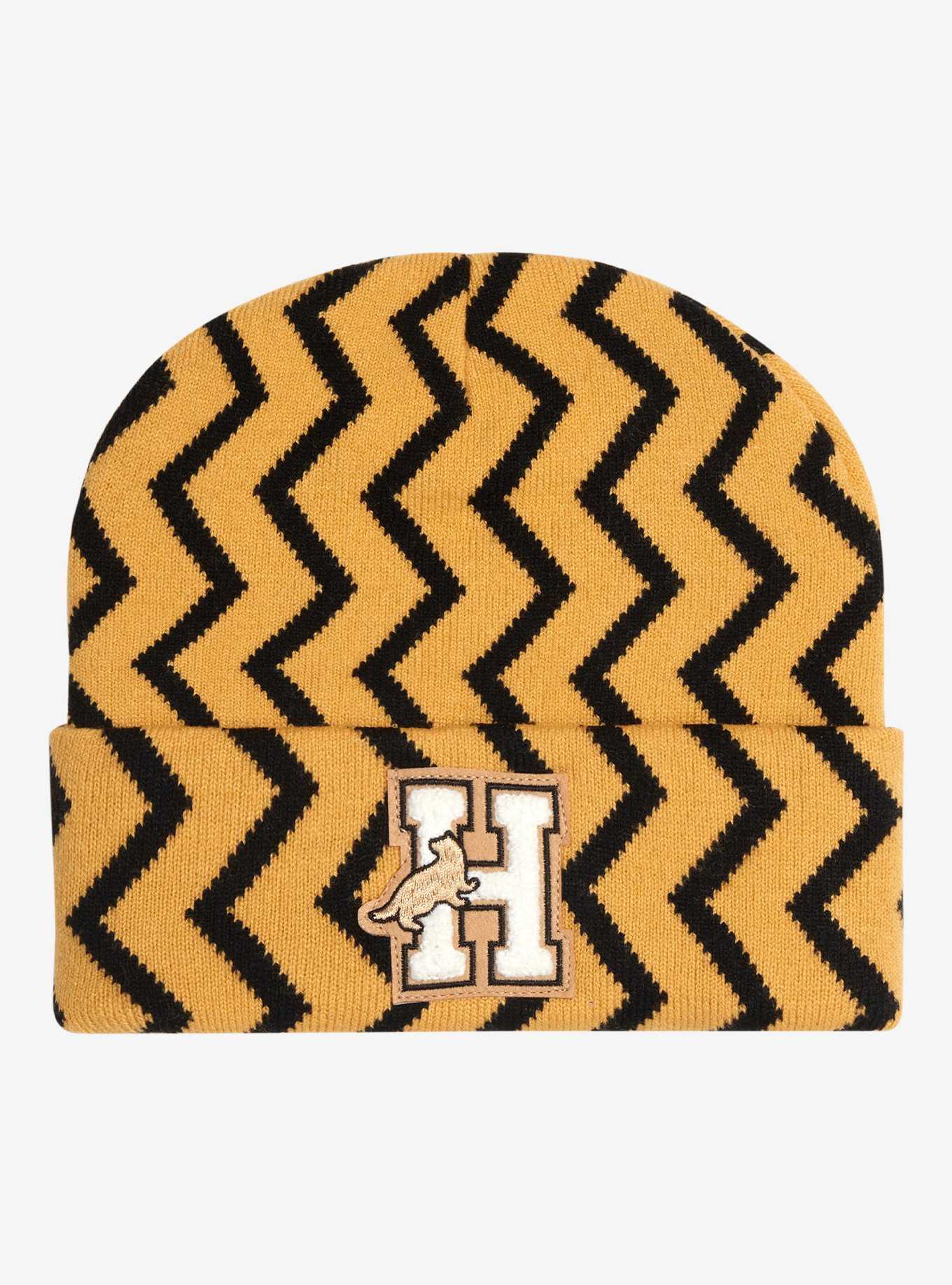 Harry Potter Hufflepuff Zig Zag Patterned Cuff Beanie - BoxLunch Exclusive, , hi-res