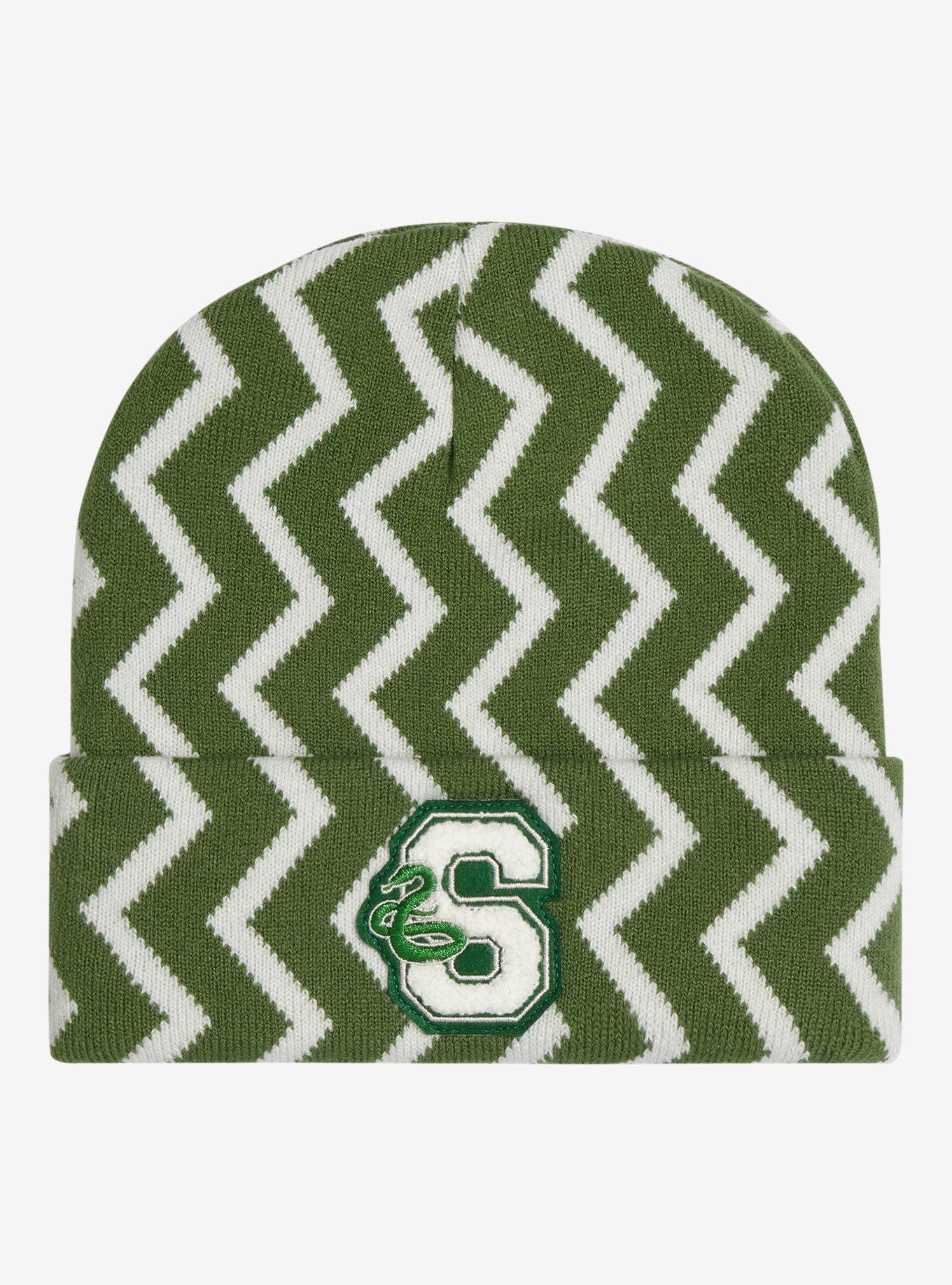 Harry Potter Slytherin Zig Zag Patterned Cuff Beanie - BoxLunch Exclusive, , hi-res