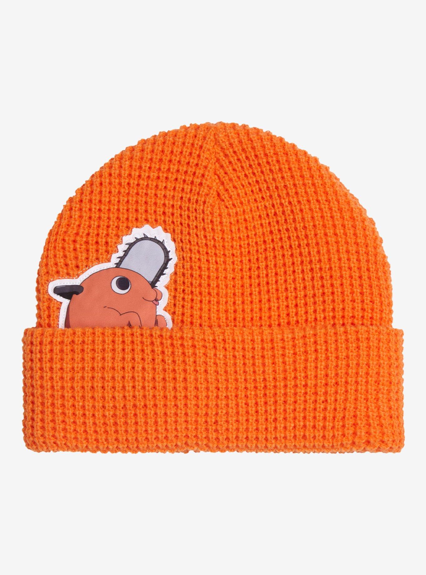 帽子 Bucktail Knit Beanie Chainsaw Man Pochita Peek-a-Boo Waffle Knit Cuff Beanie - BoxLunch