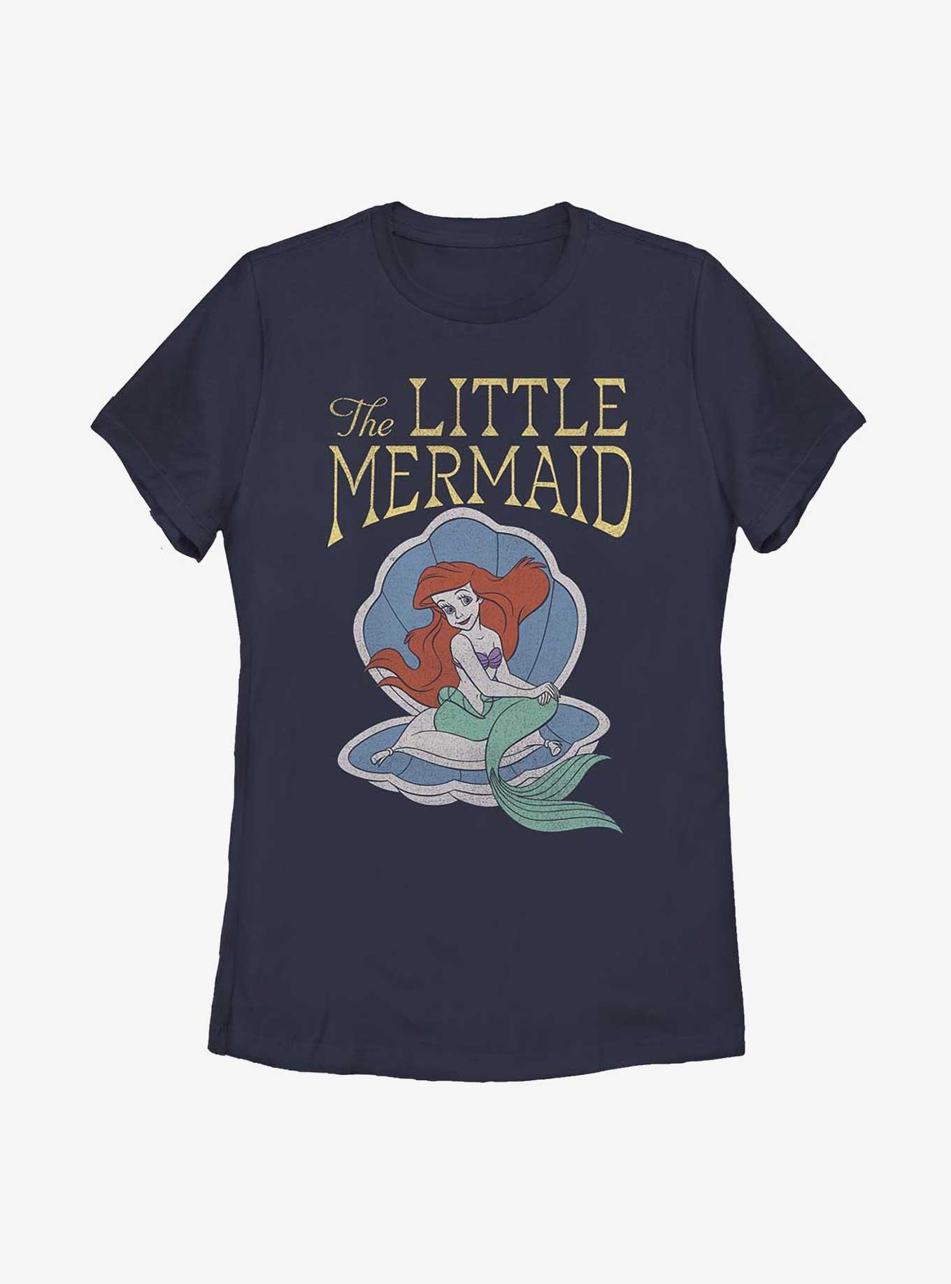 Disney The Little Mermaid Clam Shell Cutie Womens T-Shirt, NAVY, hi-res