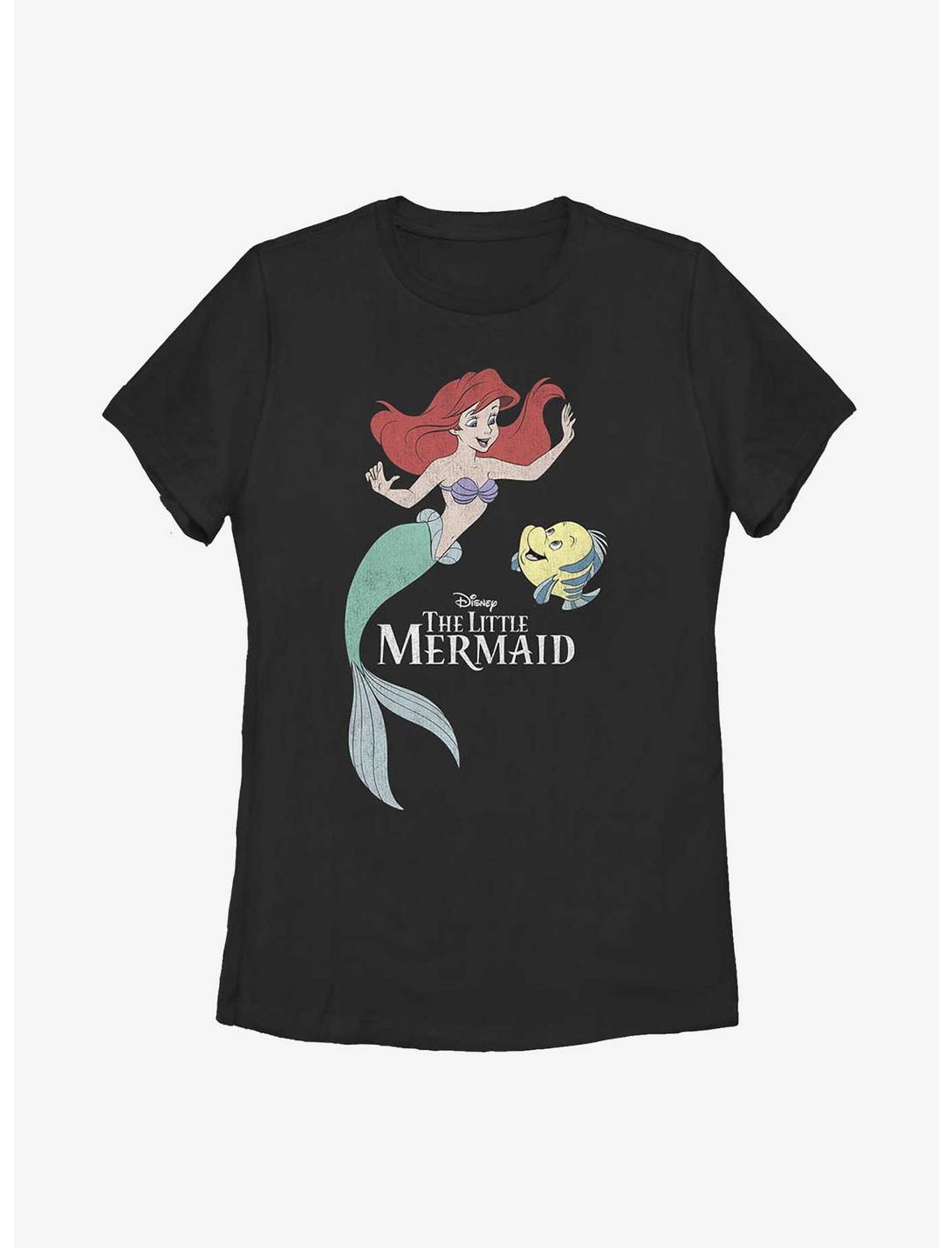 Disney The Little Mermaid Friends Ariel and Flounder Womens T-Shirt, BLACK, hi-res
