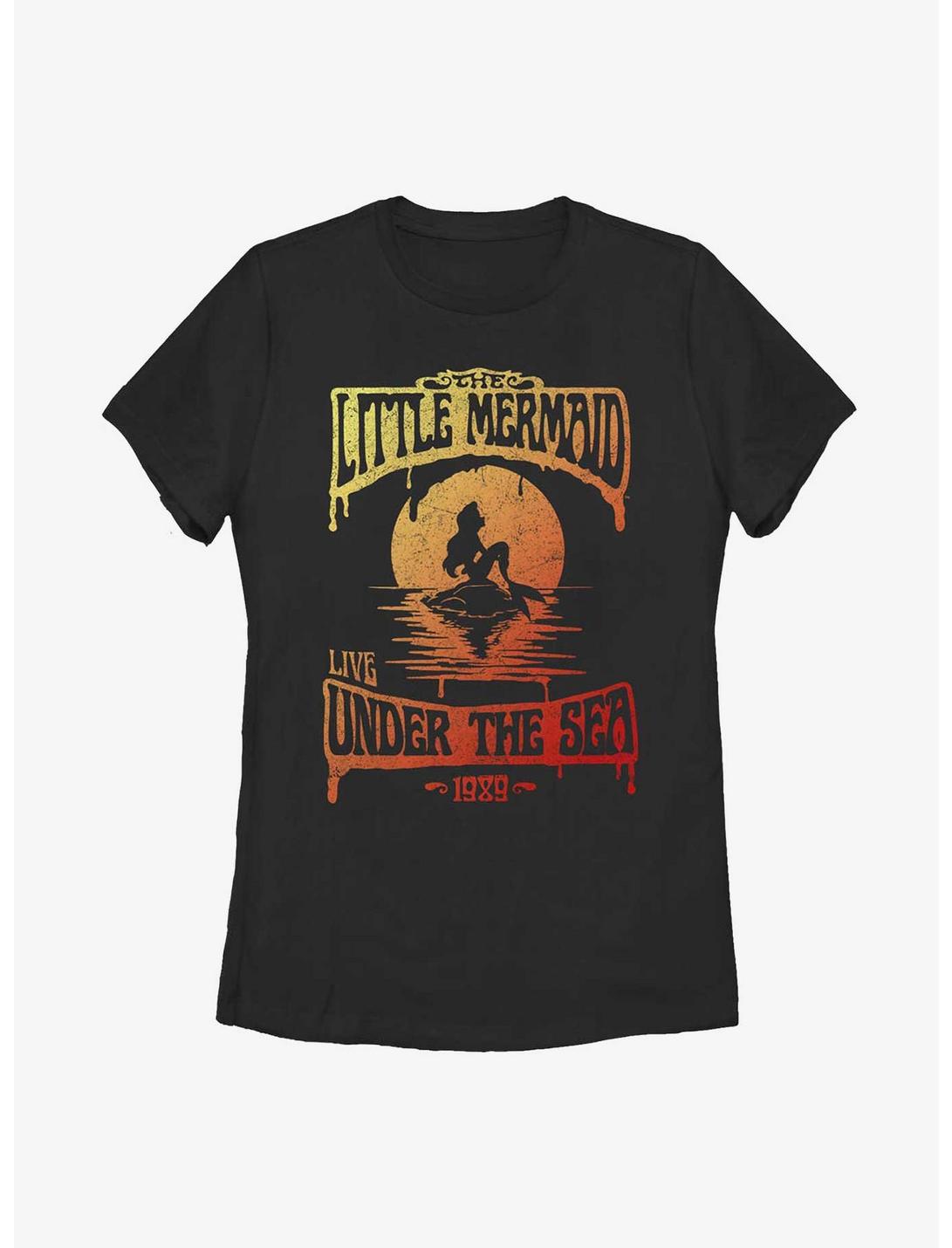 Disney The Little Mermaid Ariel Ombre Sunset Womens T-Shirt, BLACK, hi-res