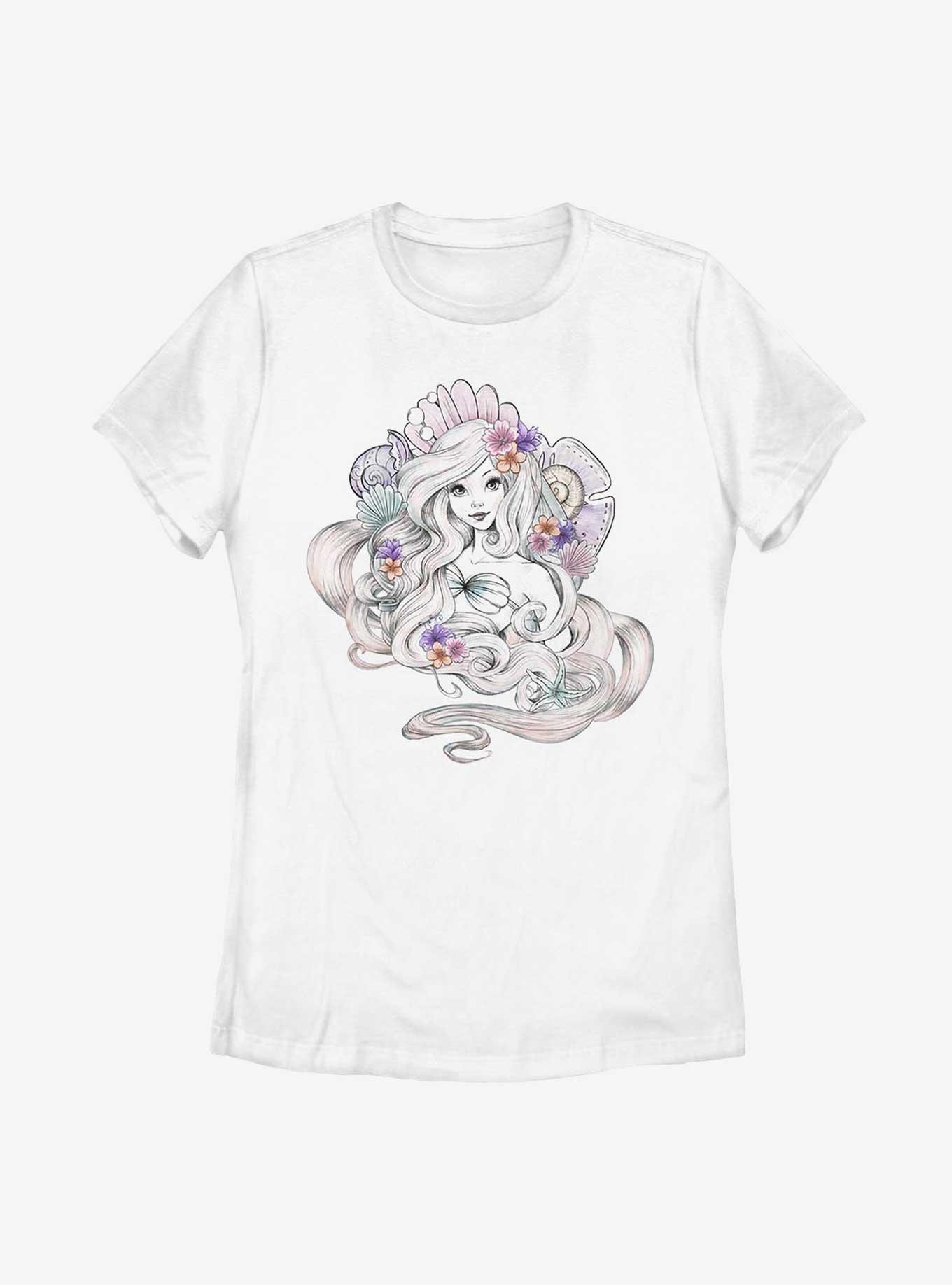 Disney The Little Mermaid Pastel Mermaid Shells Womens T-Shirt