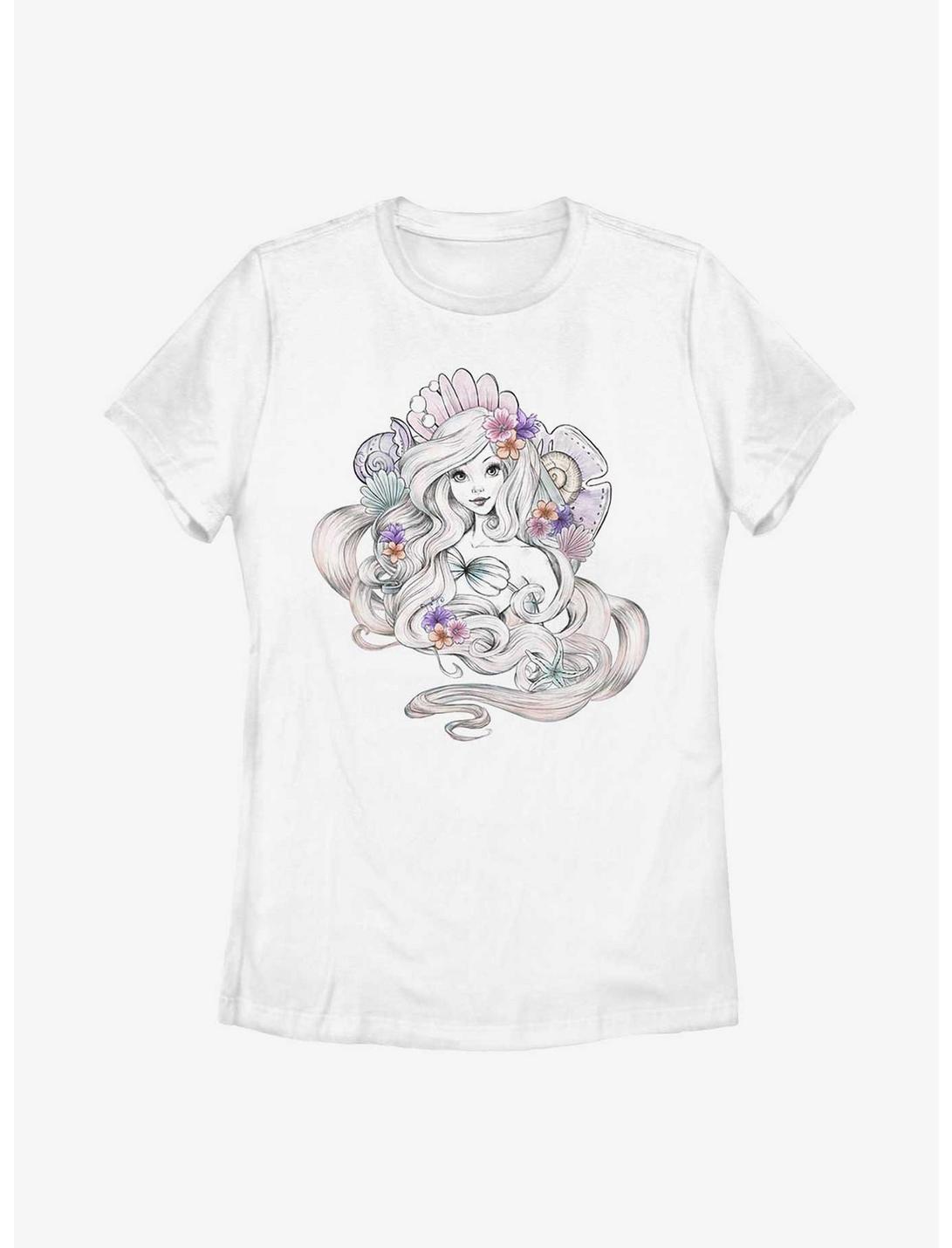 Disney The Little Mermaid Pastel Mermaid Shells Womens T-Shirt, WHITE, hi-res