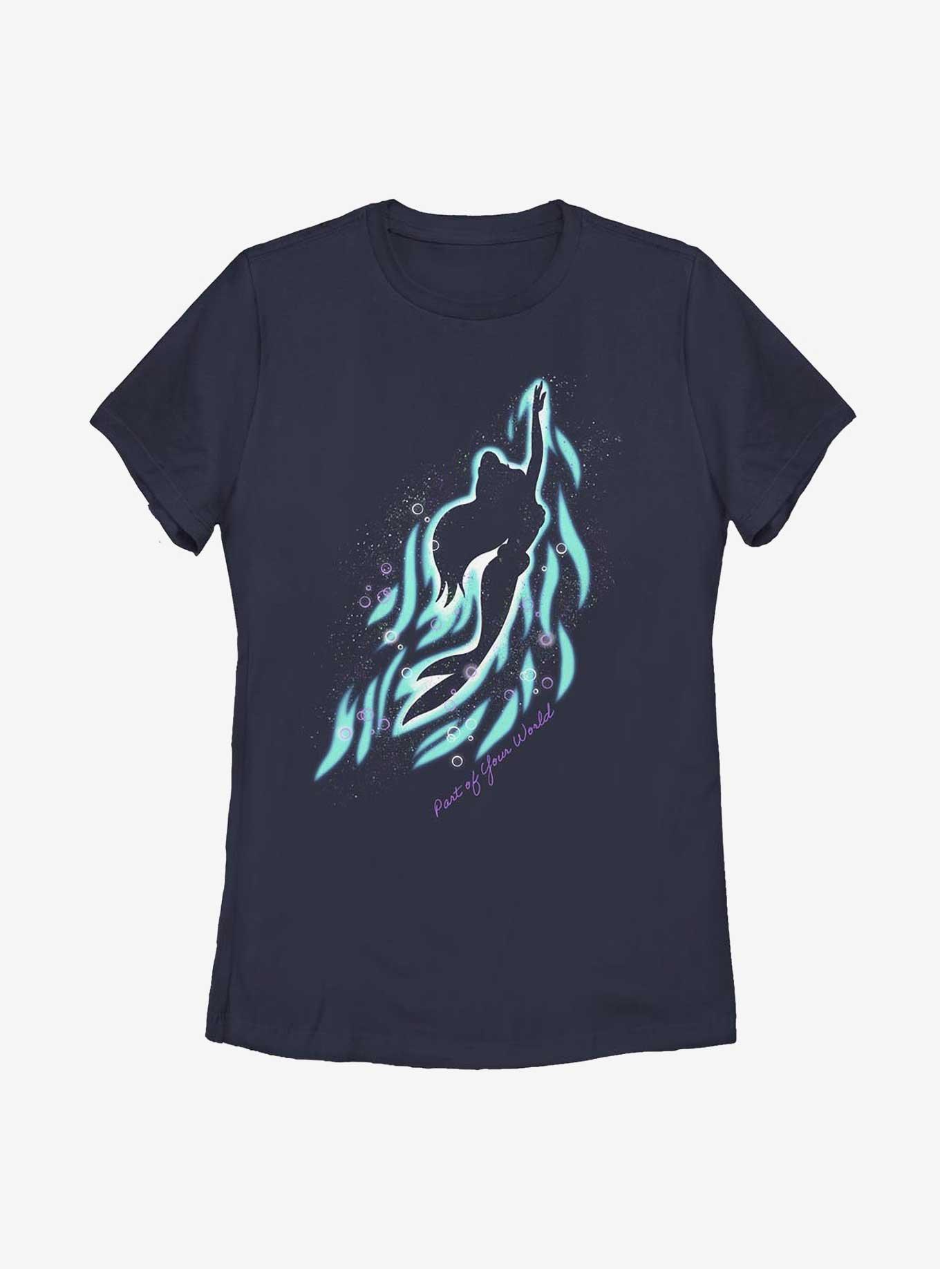 Disney The Little Mermaid Making Waves To Be Part Of Your World Womens T-Shirt, NAVY, hi-res