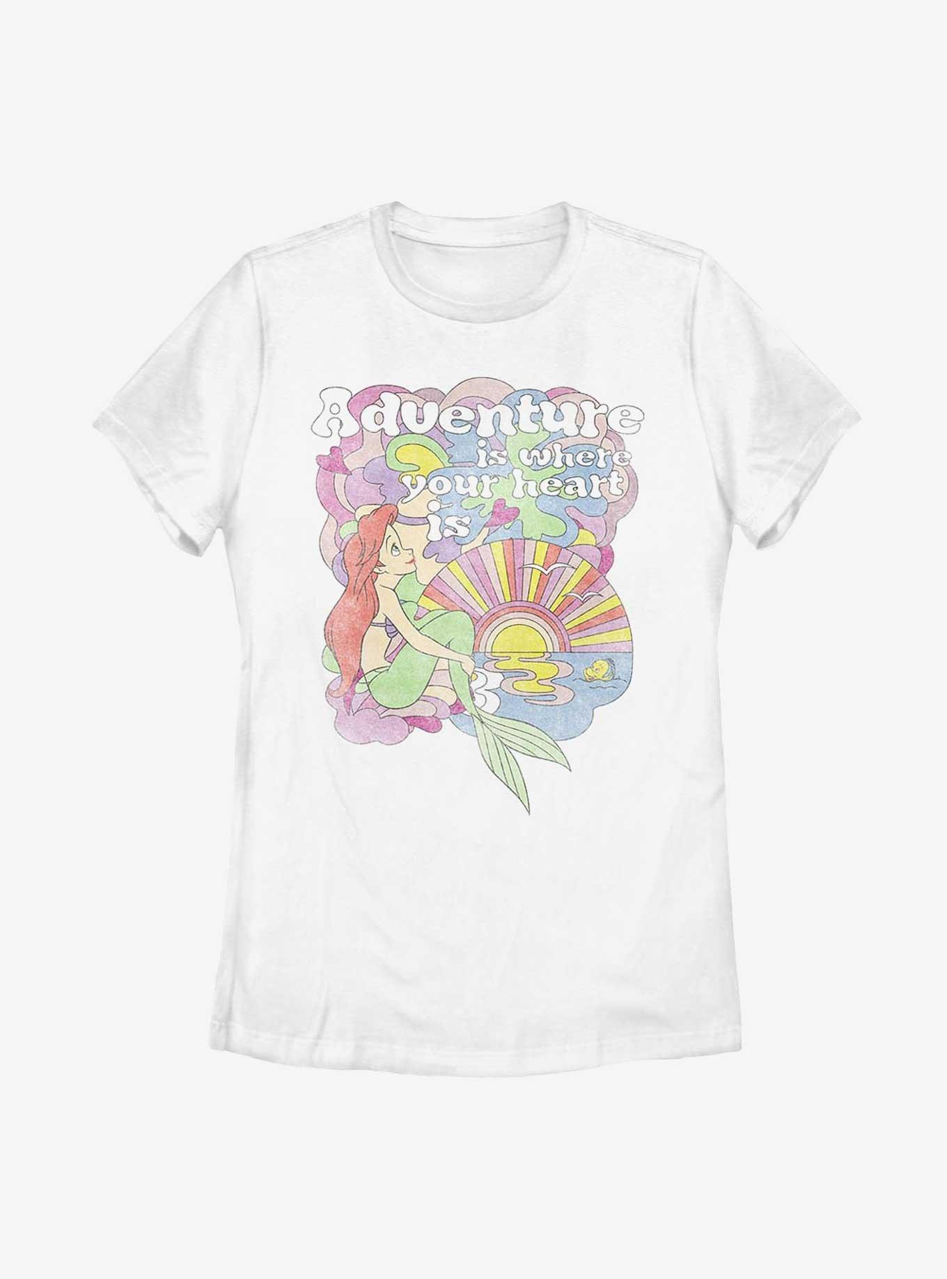 Disney The Little Mermaid Adventure Is Where Your Heart Is Womens T-Shirt, WHITE, hi-res