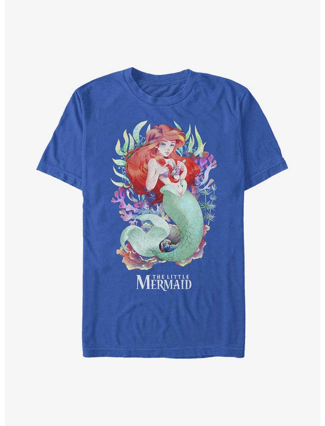 Disney The Little Mermaid Anime Style Water Color Ariel T-Shirt, ROYAL, hi-res