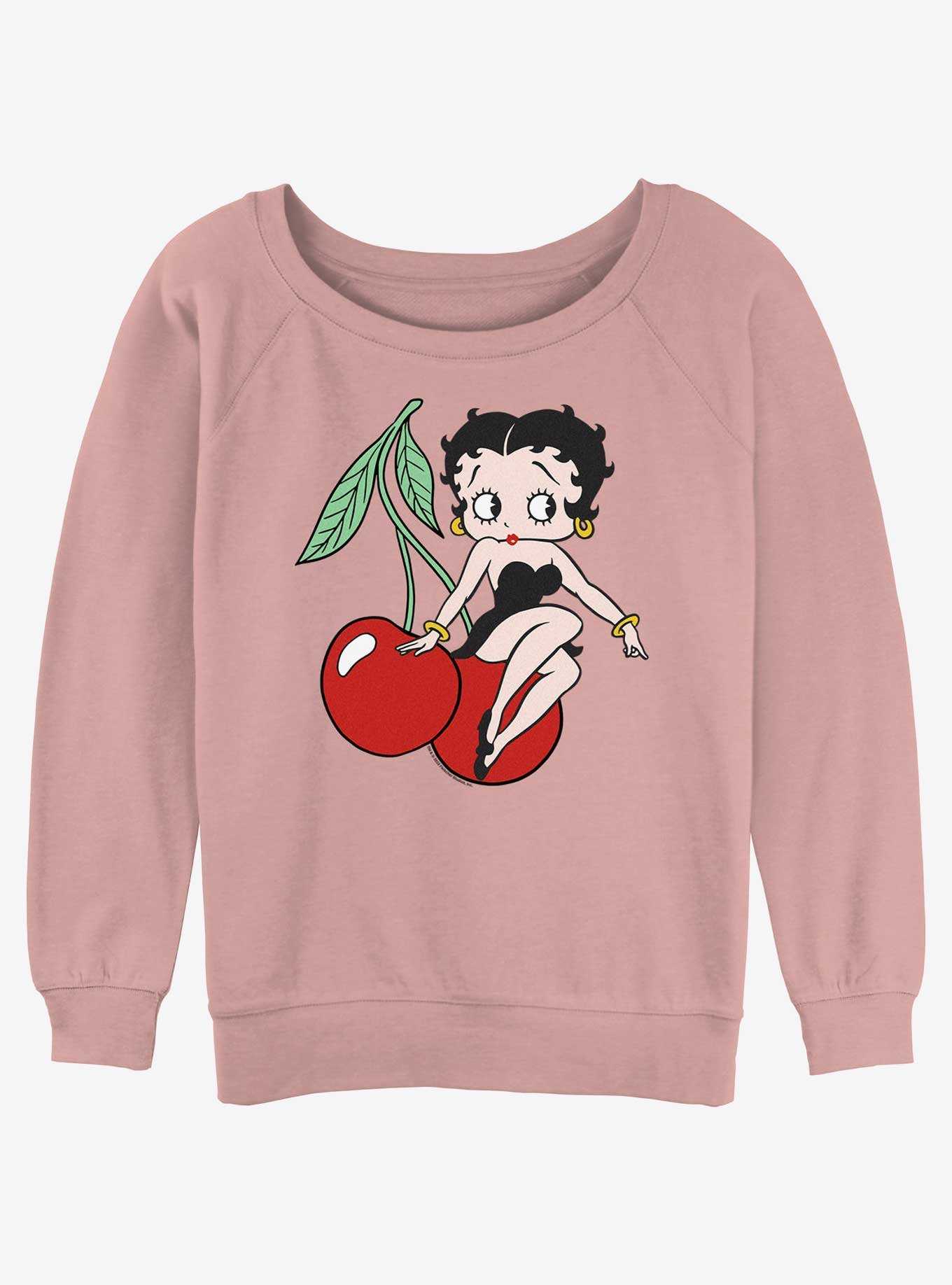 Betty Boop Betty Cherries Girls Slouchy Sweatshirt, , hi-res