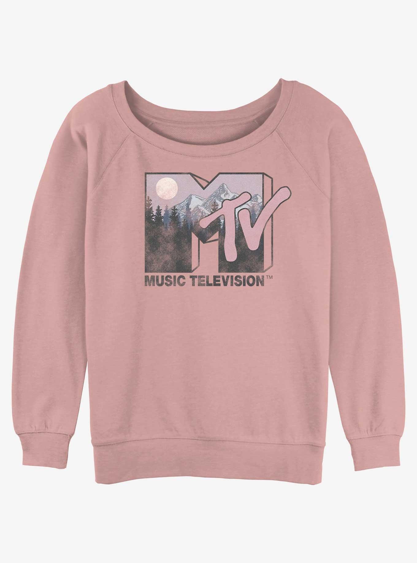 MTV Outdoor Mountain Logo Girls Slouchy Sweatshirt, DESERTPNK, hi-res