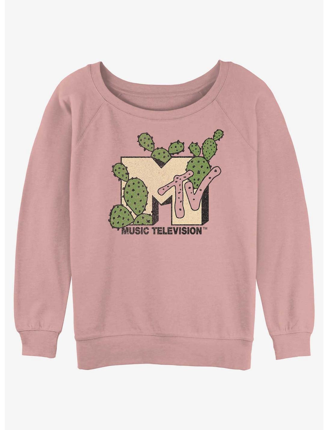 MTV Succulents Logo Girls Slouchy Sweatshirt, DESERTPNK, hi-res