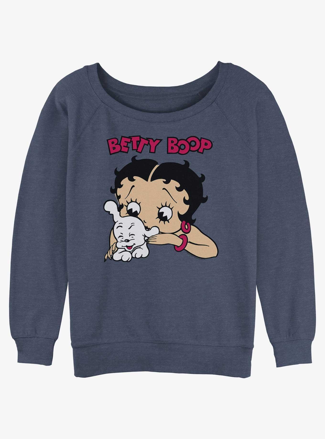 Betty Boop Betty and Pudgy Girls Slouchy Sweatshirt, , hi-res