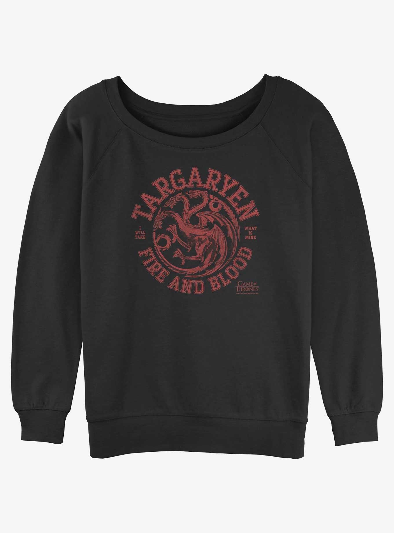 Game of Thrones Targaryen Fire and Blood Badge Girls Slouchy Sweatshirt, BLACK, hi-res