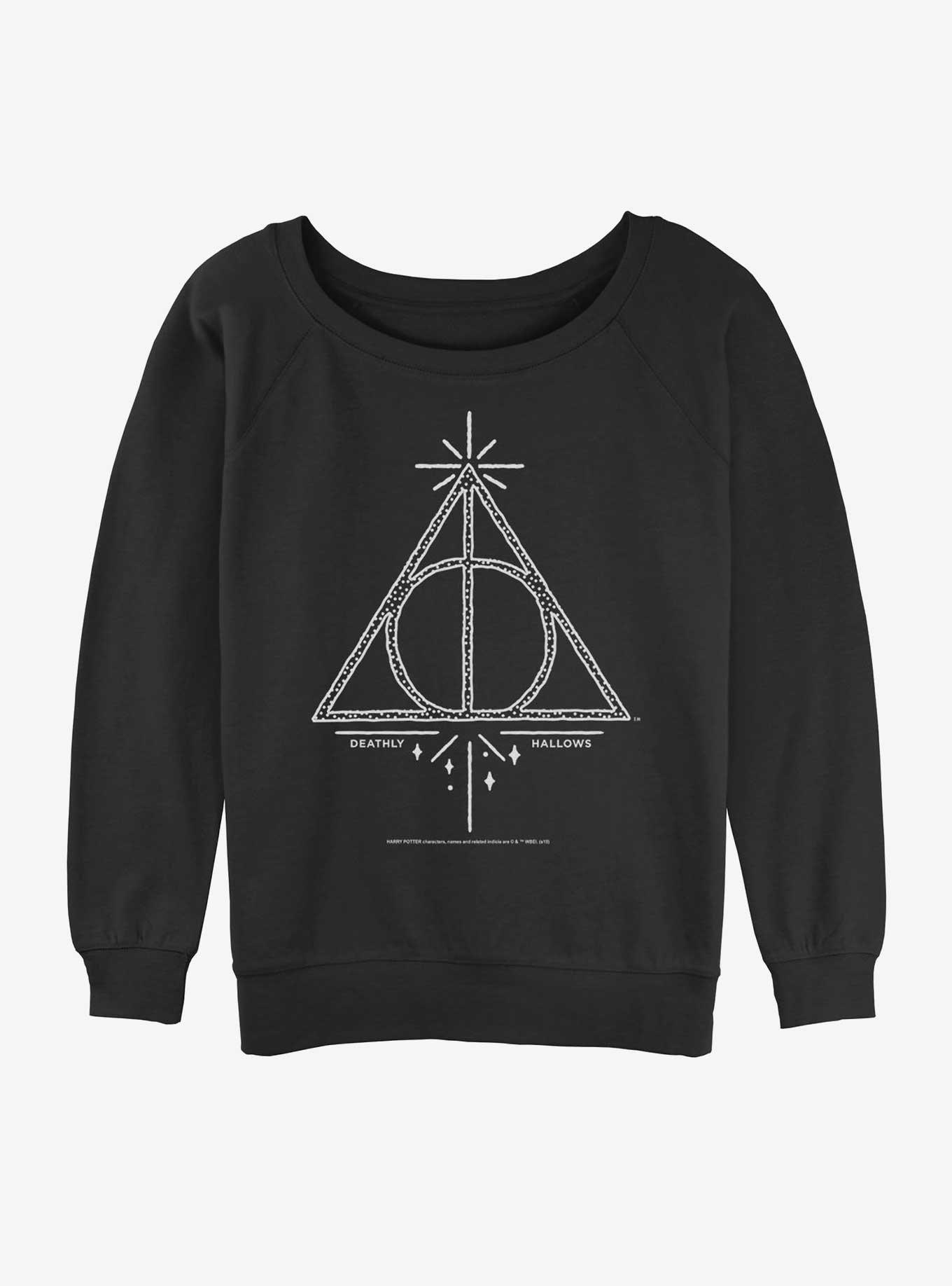 Harry Potter Deathly Hallows Logo Girls Slouchy Sweatshirt, BLACK, hi-res
