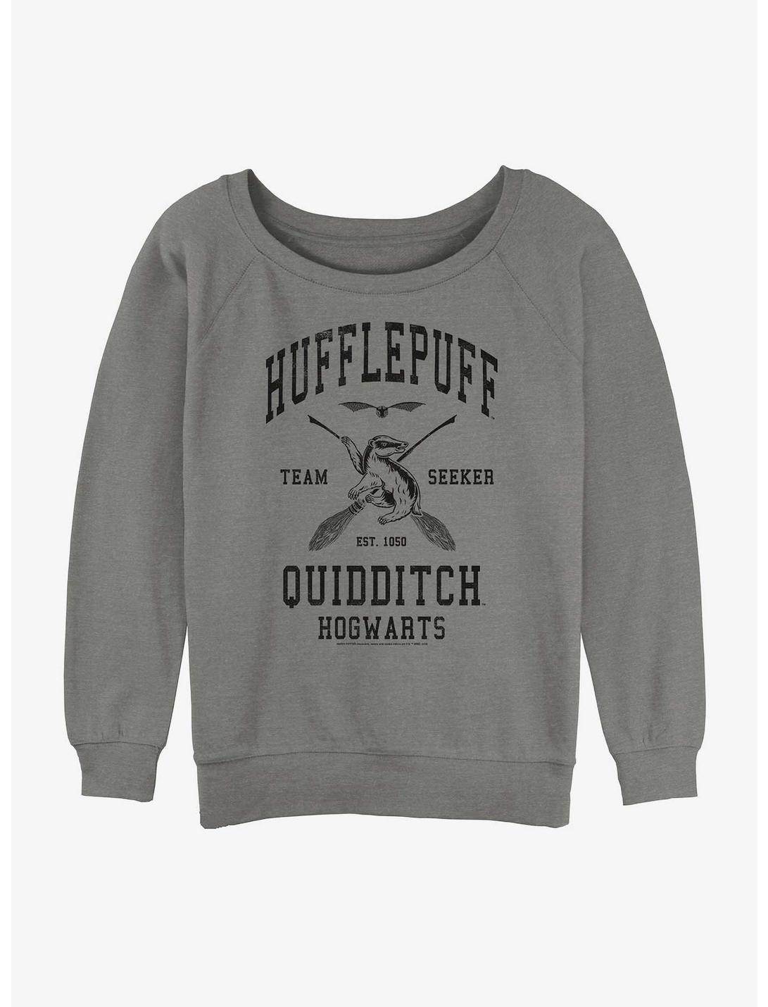 Harry Potter Hufflepuff Quidditch Seeker Girls Slouchy Sweatshirt, GRAY HTR, hi-res