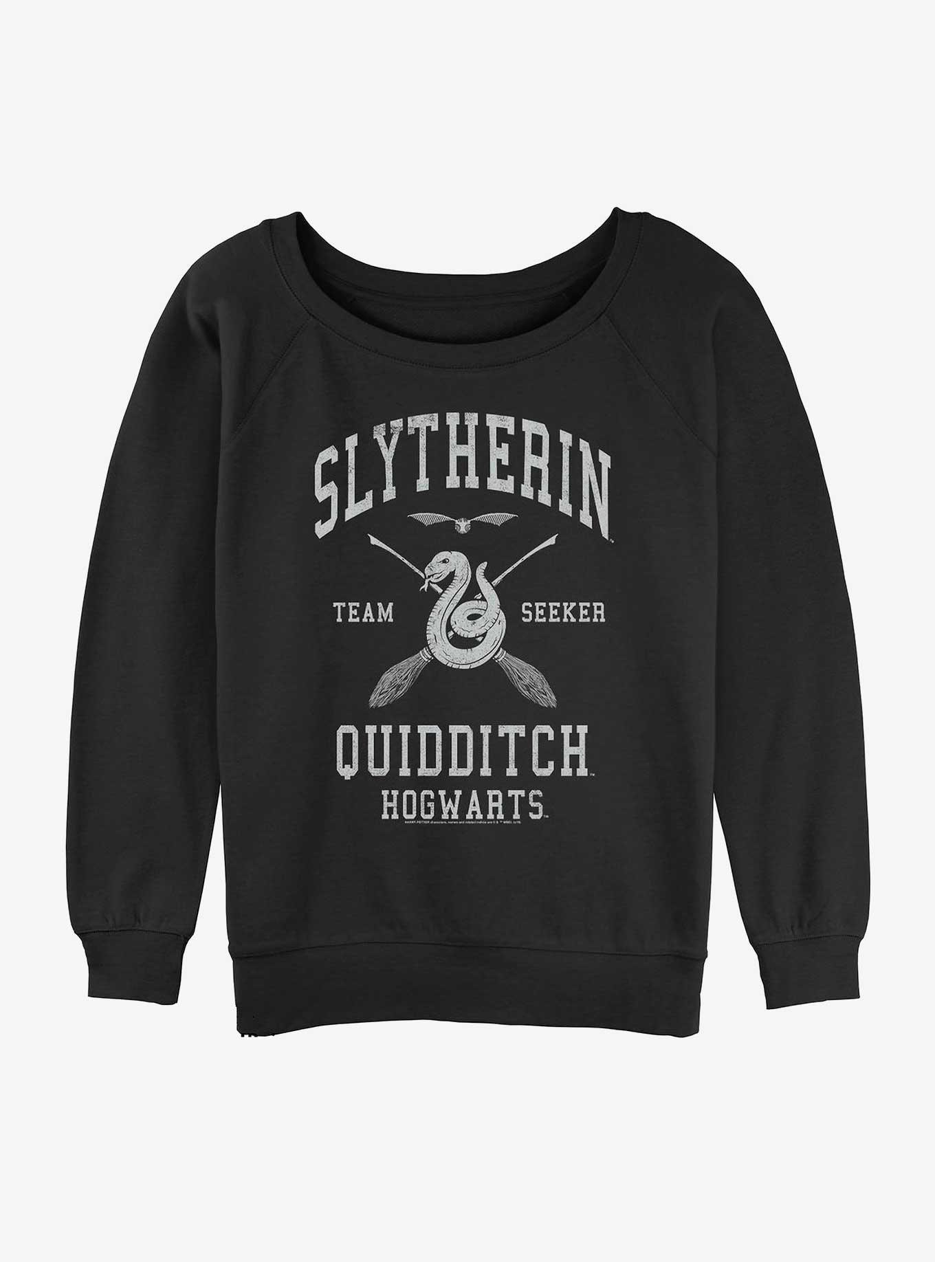 Harry Potter Slytherin Quidditch Seeker Girls Slouchy Sweatshirt - BLACK