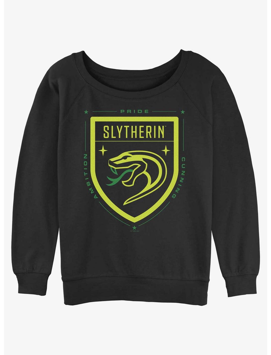 Harry Potter Slytherin Crest Girls Slouchy Sweatshirt, BLACK, hi-res