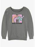MTV Tie-Dye Logo Womens Slouchy Sweatshirt, GRAY HTR, hi-res