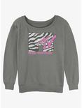 MTV Zebra Print Logo Womens Slouchy Sweatshirt, GRAY HTR, hi-res