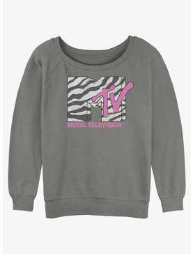 MTV Zebra Print Logo Womens Slouchy Sweatshirt, , hi-res
