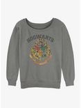 Harry Potter Hogwarts School Crest Womens Slouchy Sweatshirt, GRAY HTR, hi-res