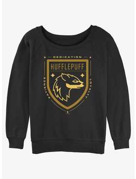 Harry Potter Hufflepuff Crest Womens Slouchy Sweatshirt, , hi-res