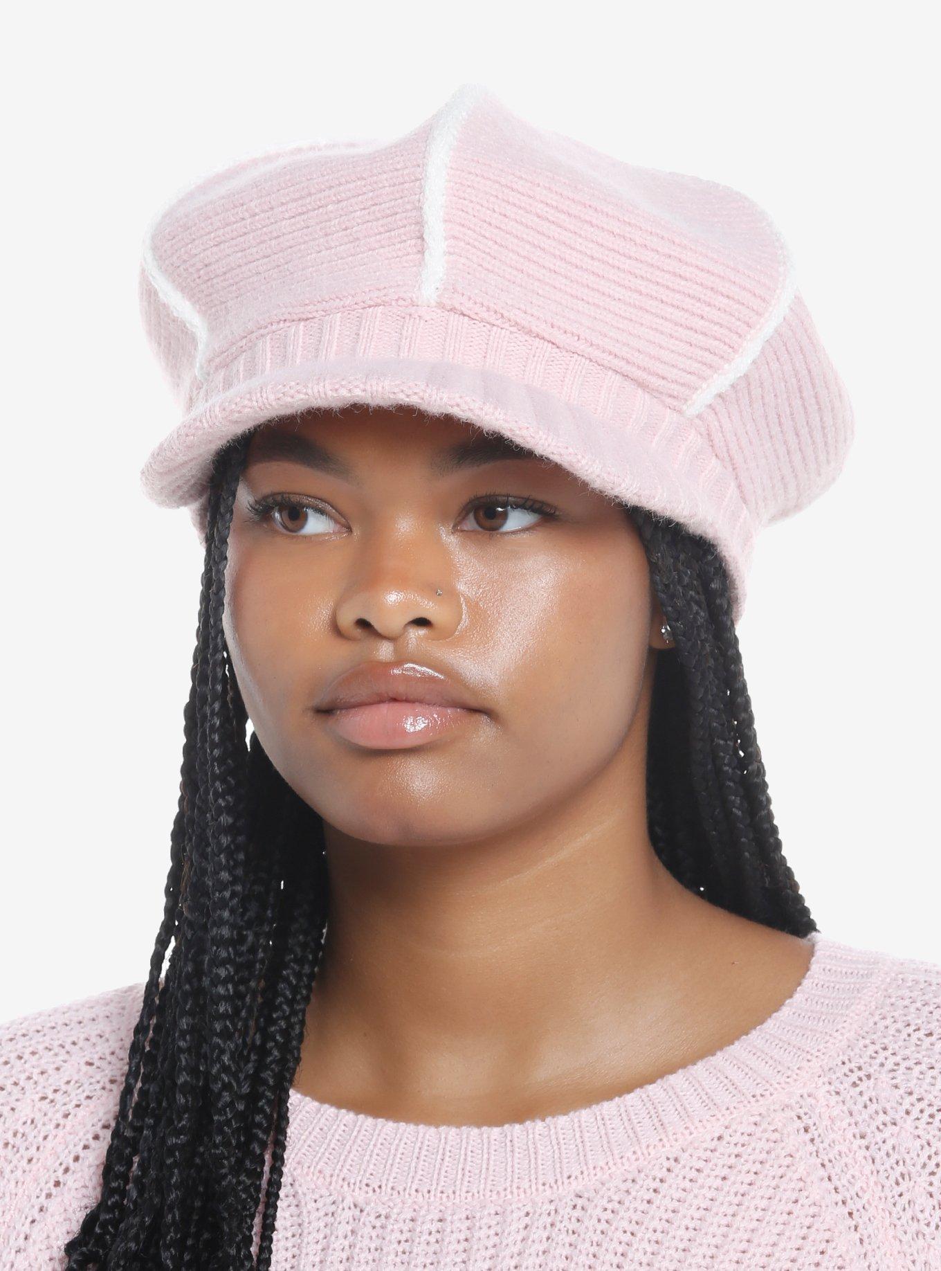 Pink Stripe Slouch Knit Cabbie Hat | Hot Topic