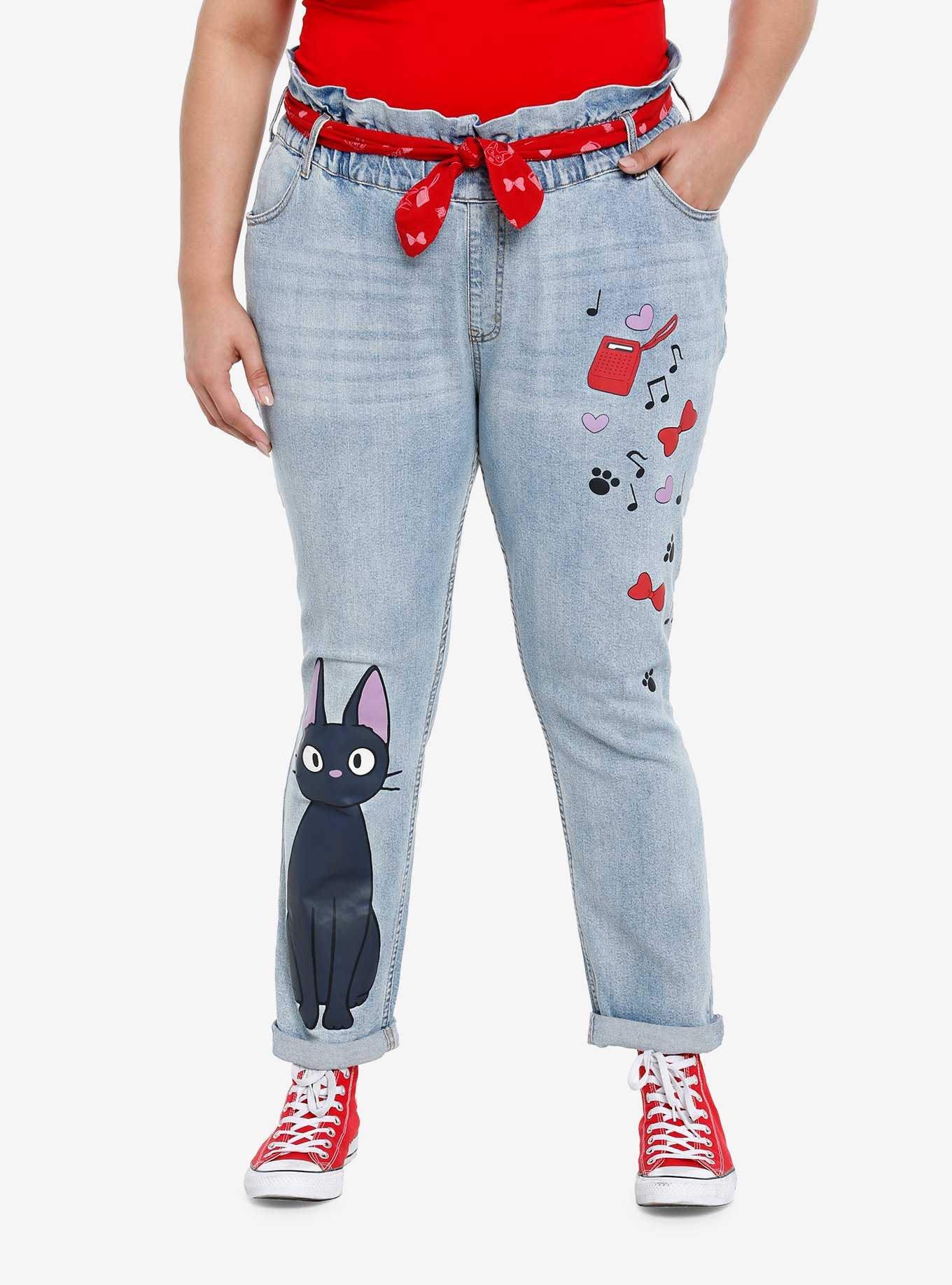 Her Universe Studio Ghibli Kiki's Delivery Service Jiji Paperbag Jeans Plus Size, , hi-res