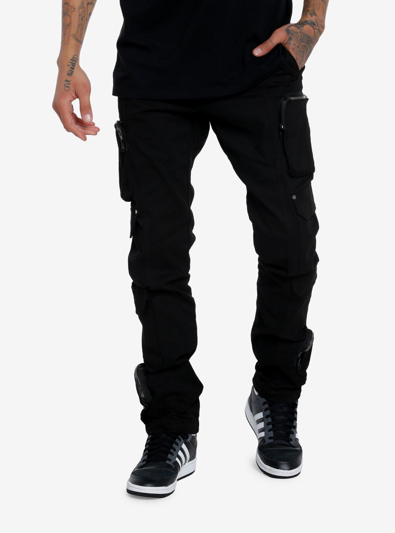 Black Zipper Cargo Pants