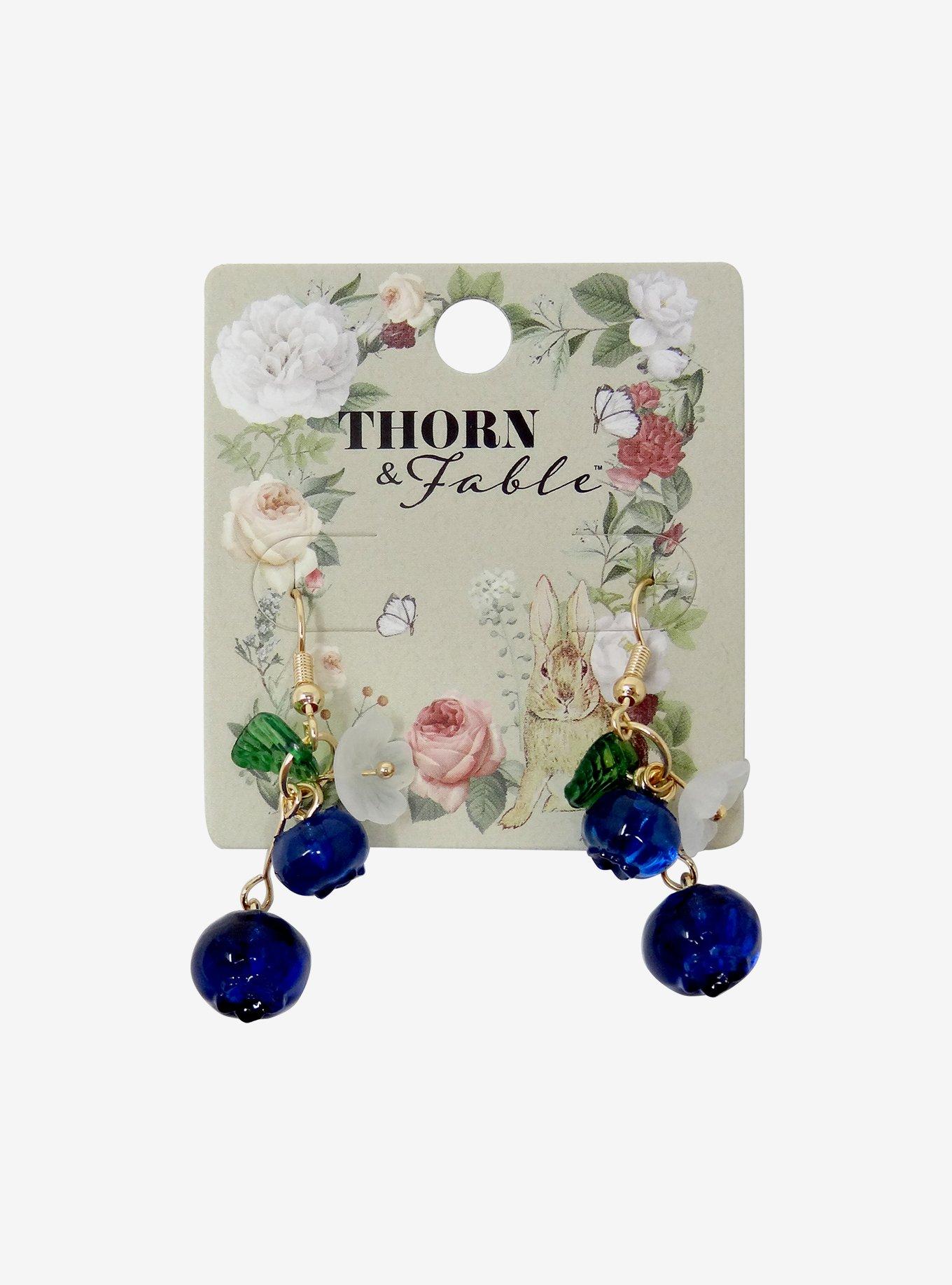 Thorn & Fable Blueberry Flower Earrings, , hi-res