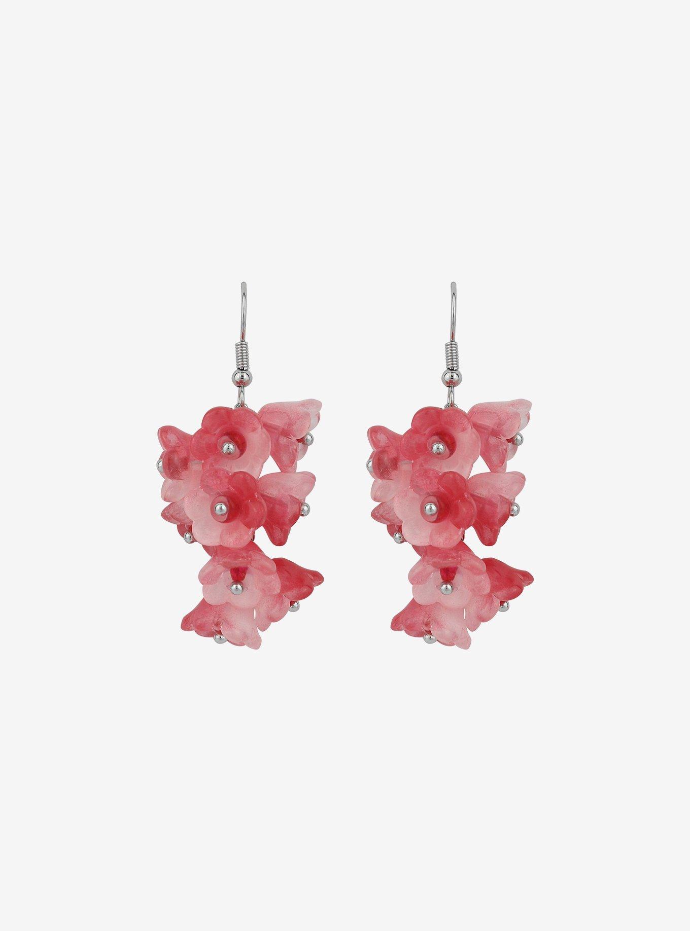 Thorn & Fable Pink Flower Drop Earrings | Hot Topic