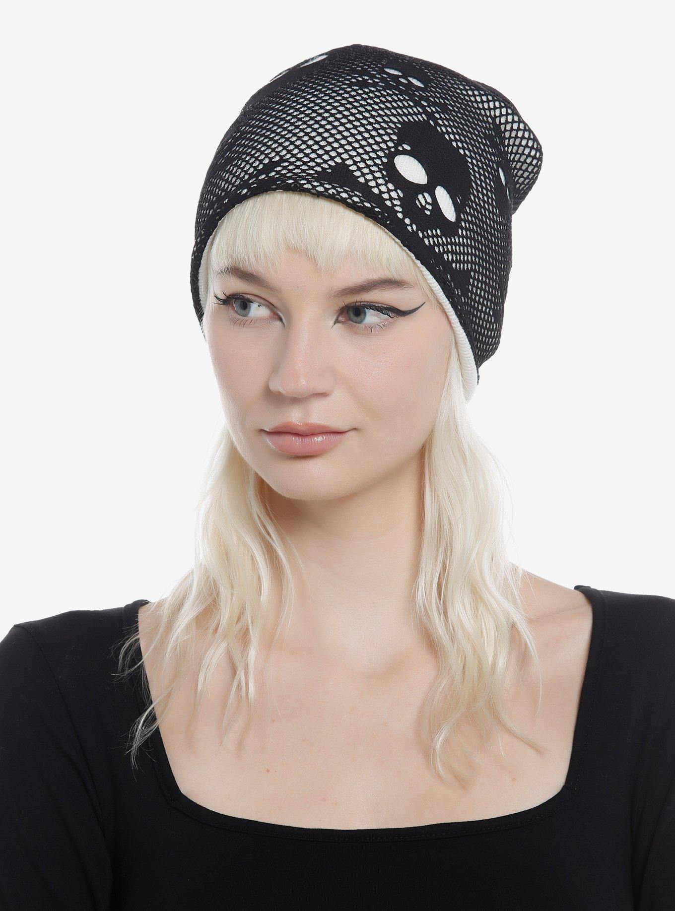 Skull & Crossbones Mesh Beanie, , hi-res