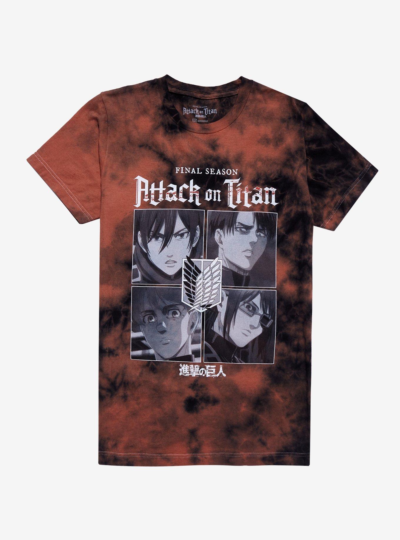 Attack On Titan Final Season Quad Rust Tie-Dye Boyfriend Fit Girls T-Shirt, MULTI, hi-res