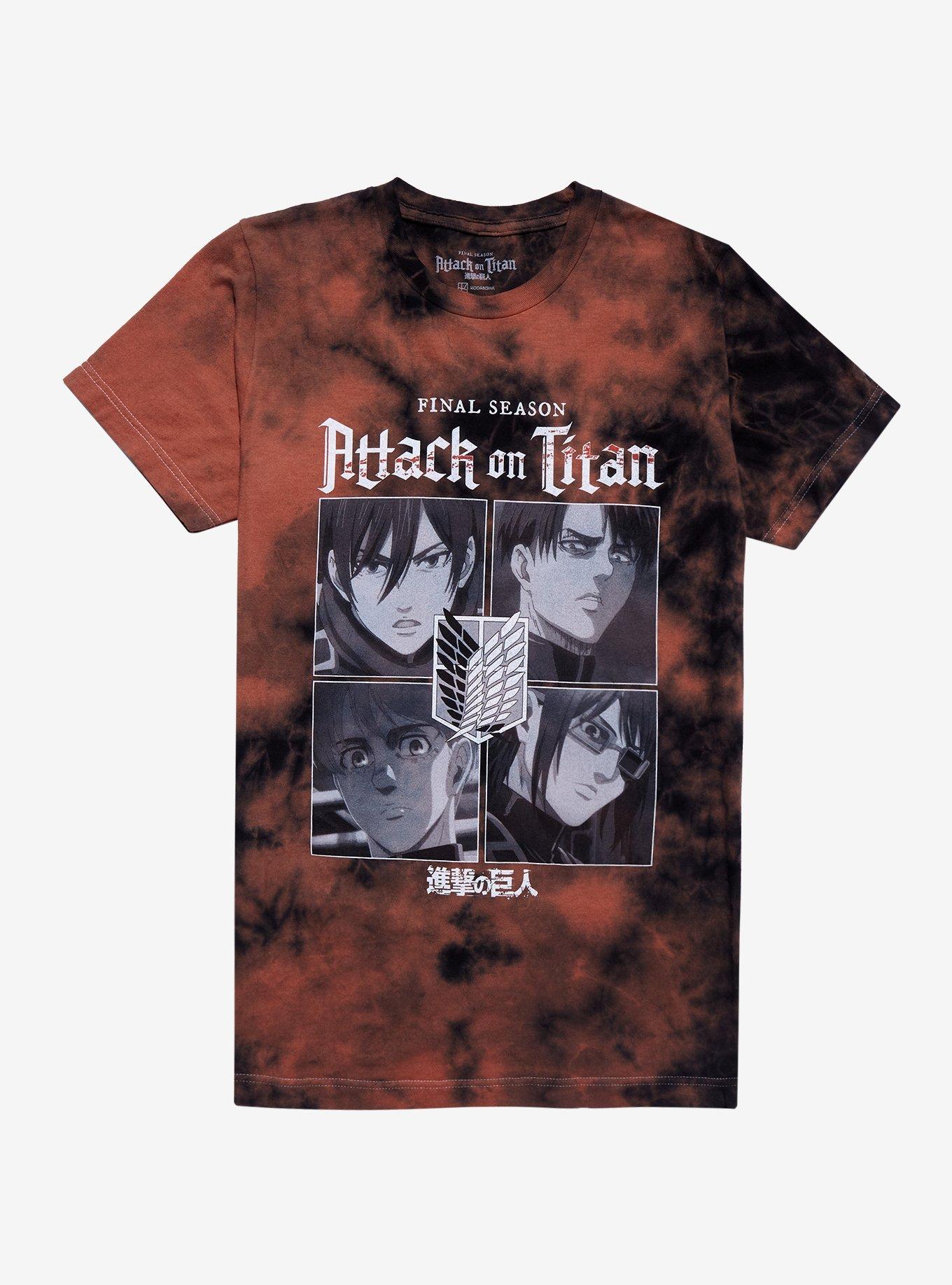 Attack On Titan Final Season Quad Rust Tie-Dye Boyfriend Fit Girls T-Shirt, MULTI, hi-res