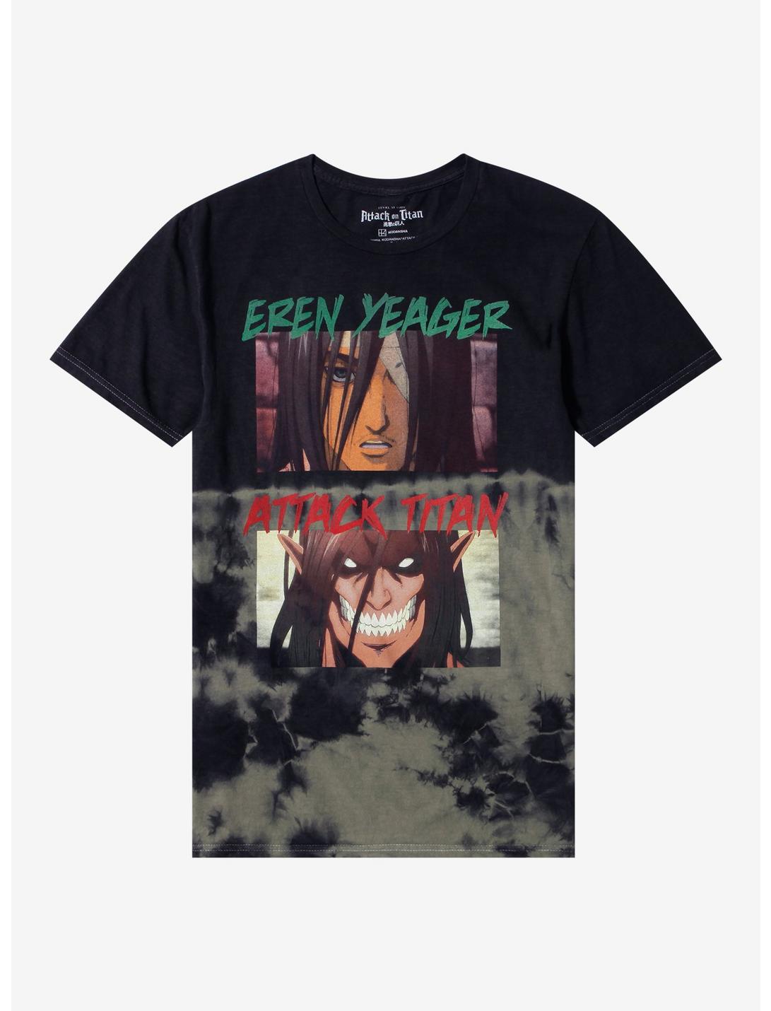 Attack On Titan Eren Human & Titan Tie-Dye Boyfriend Fit Girls T-Shirt, MULTI, hi-res