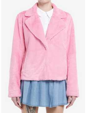 Sweet Society Pink Faux Fur Girls Crop Coat, , hi-res